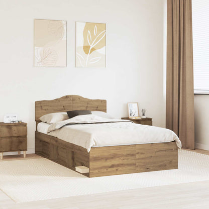 vidaXL Bed Frame Artisian Oak 120 x 200 cm Solid Pine Wood 1