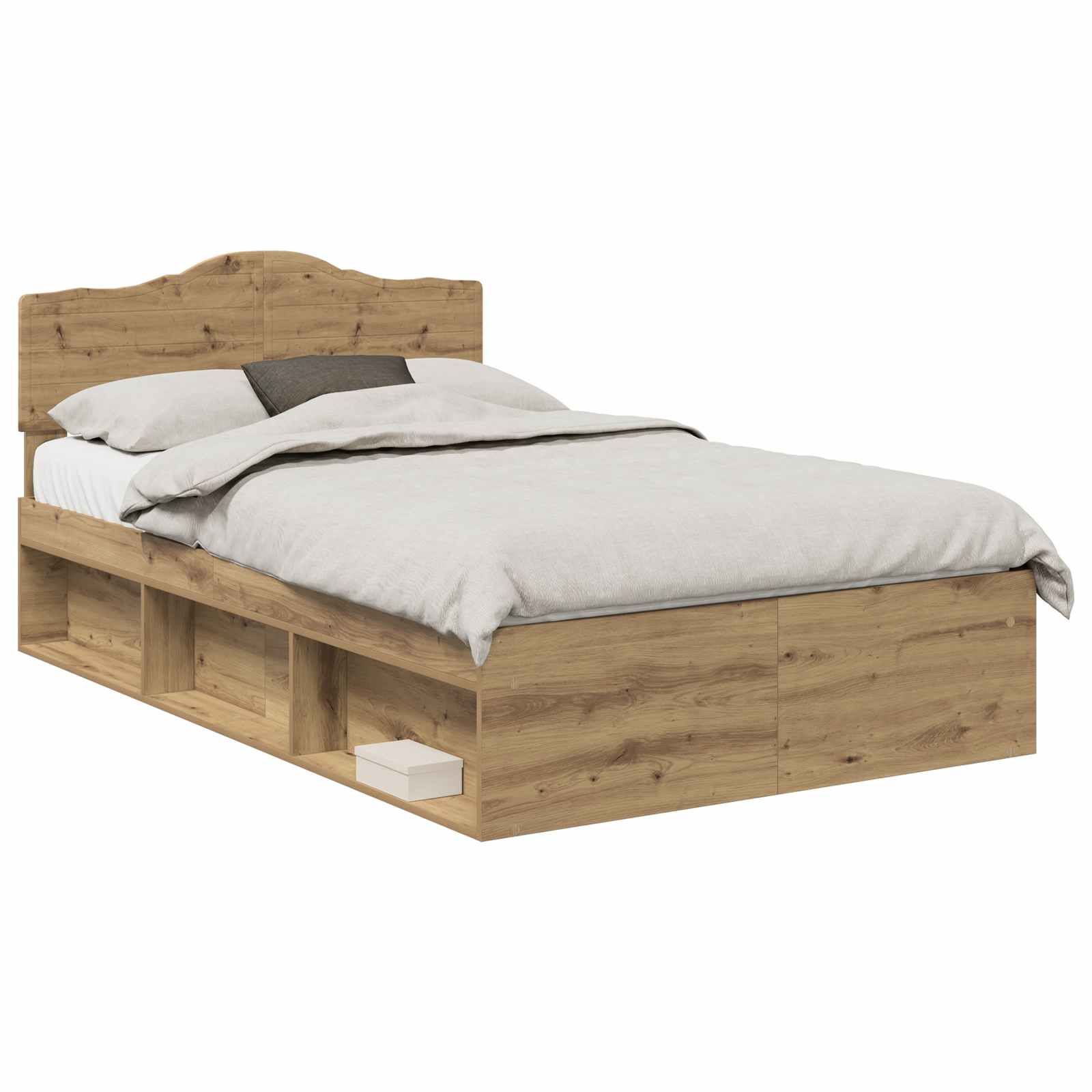 vidaXL Bed Frame Artisian Oak 120 x 200 cm Solid Pine Wood 2