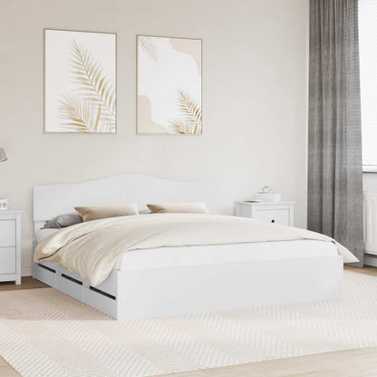 vidaXL Bed Frame with Drawer White 200 x 200 cm Engineer Wood 1
