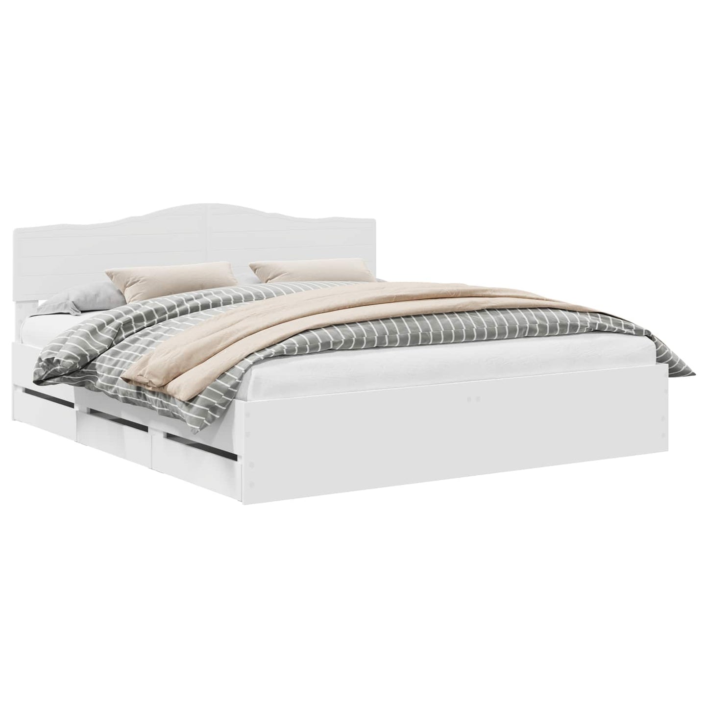 vidaXL Bed Frame with Drawer White 200 x 200 cm Engineer Wood 2