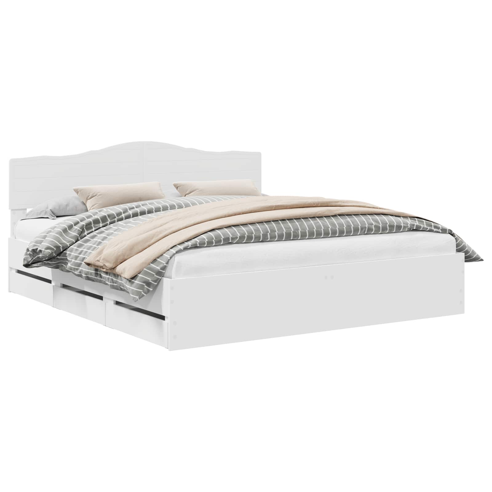 vidaXL Bed Frame with Drawer White 200 x 200 cm Engineer Wood 2