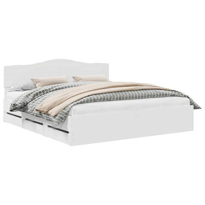 vidaXL Bed Frame with Drawer White 200 x 200 cm Engineer Wood 2