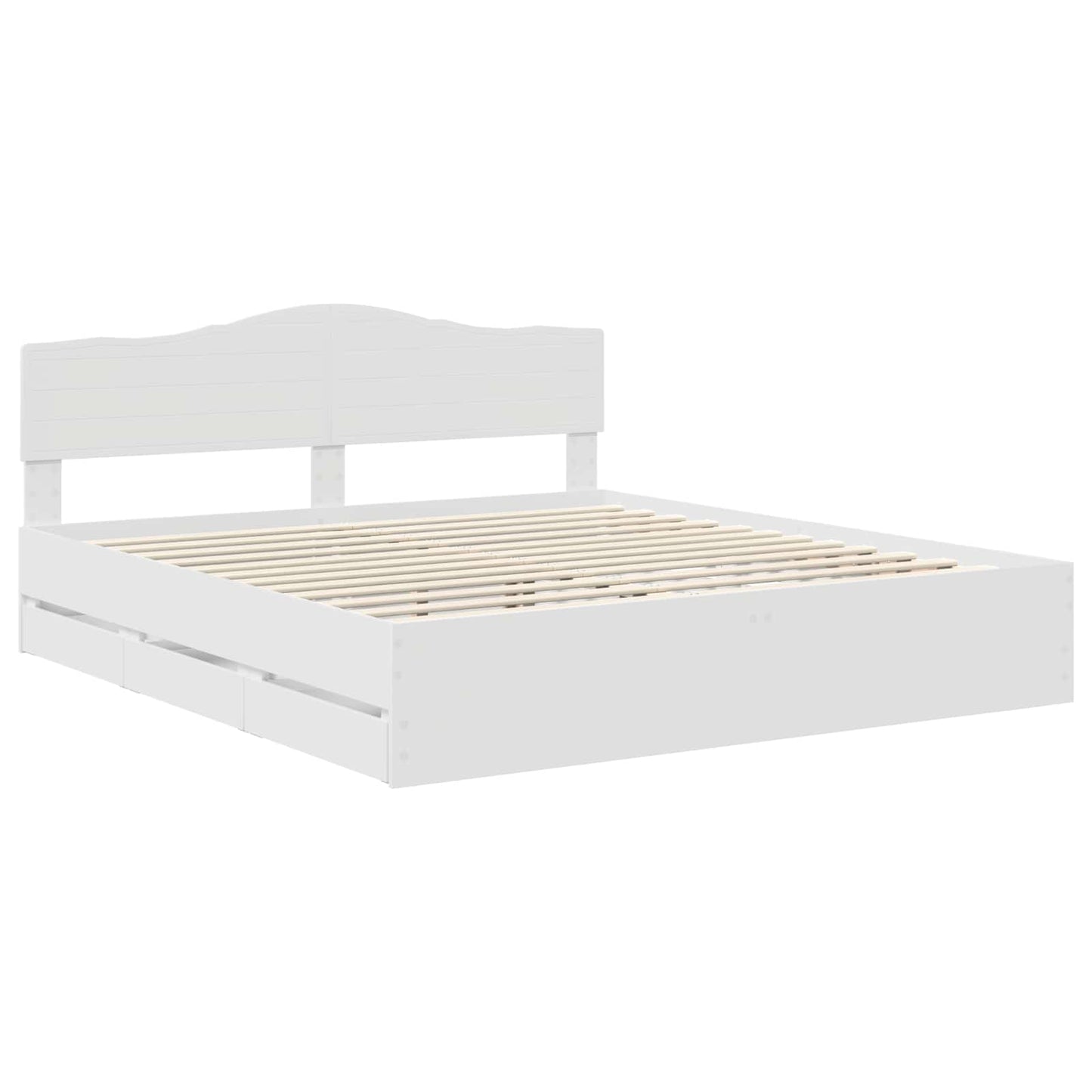 vidaXL Bed Frame with Drawer White 200 x 200 cm Engineer Wood 4