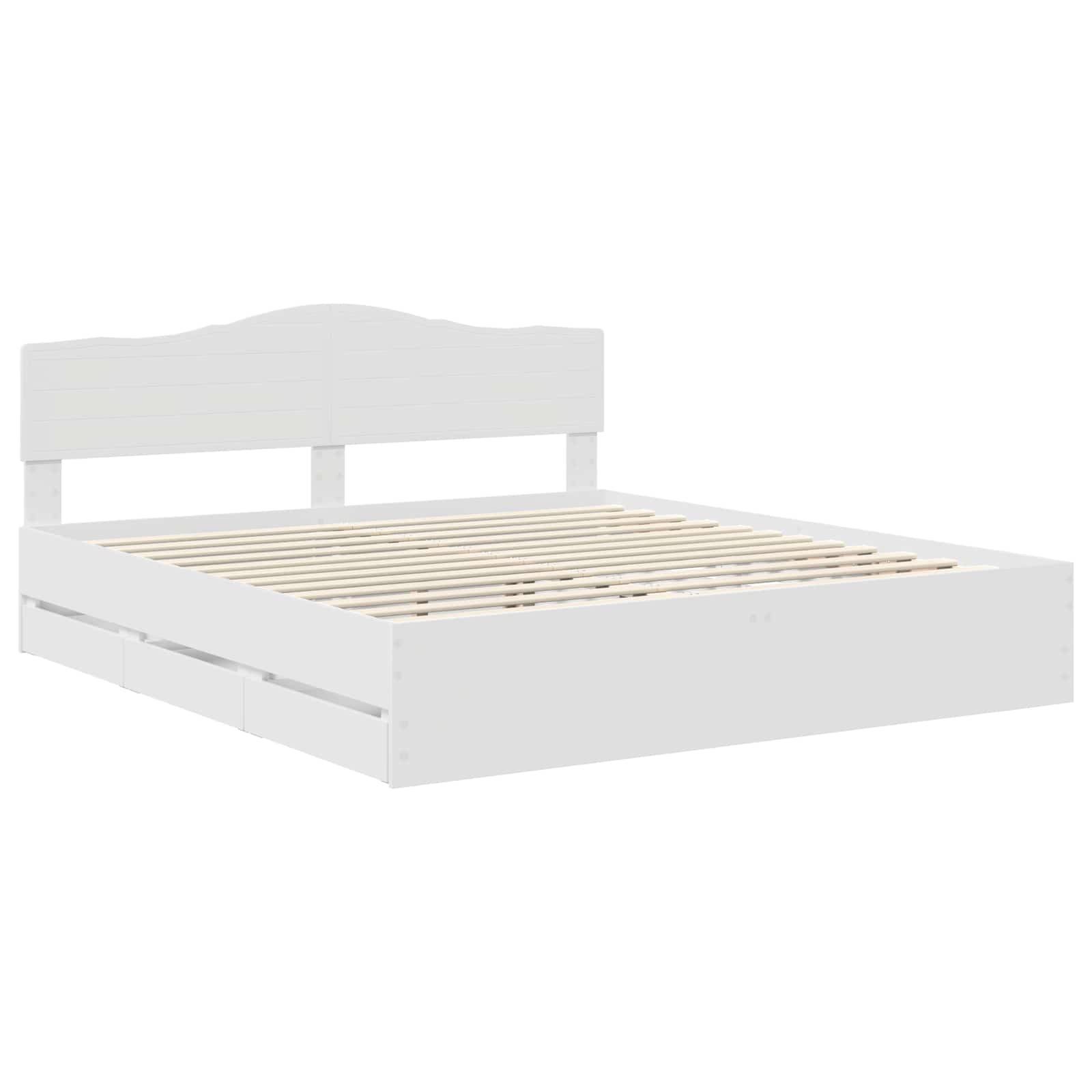 vidaXL Bed Frame with Drawer White 200 x 200 cm Engineer Wood 4