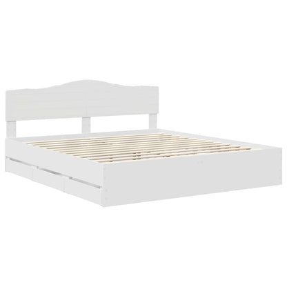 vidaXL Bed Frame with Drawer White 200 x 200 cm Engineer Wood 4