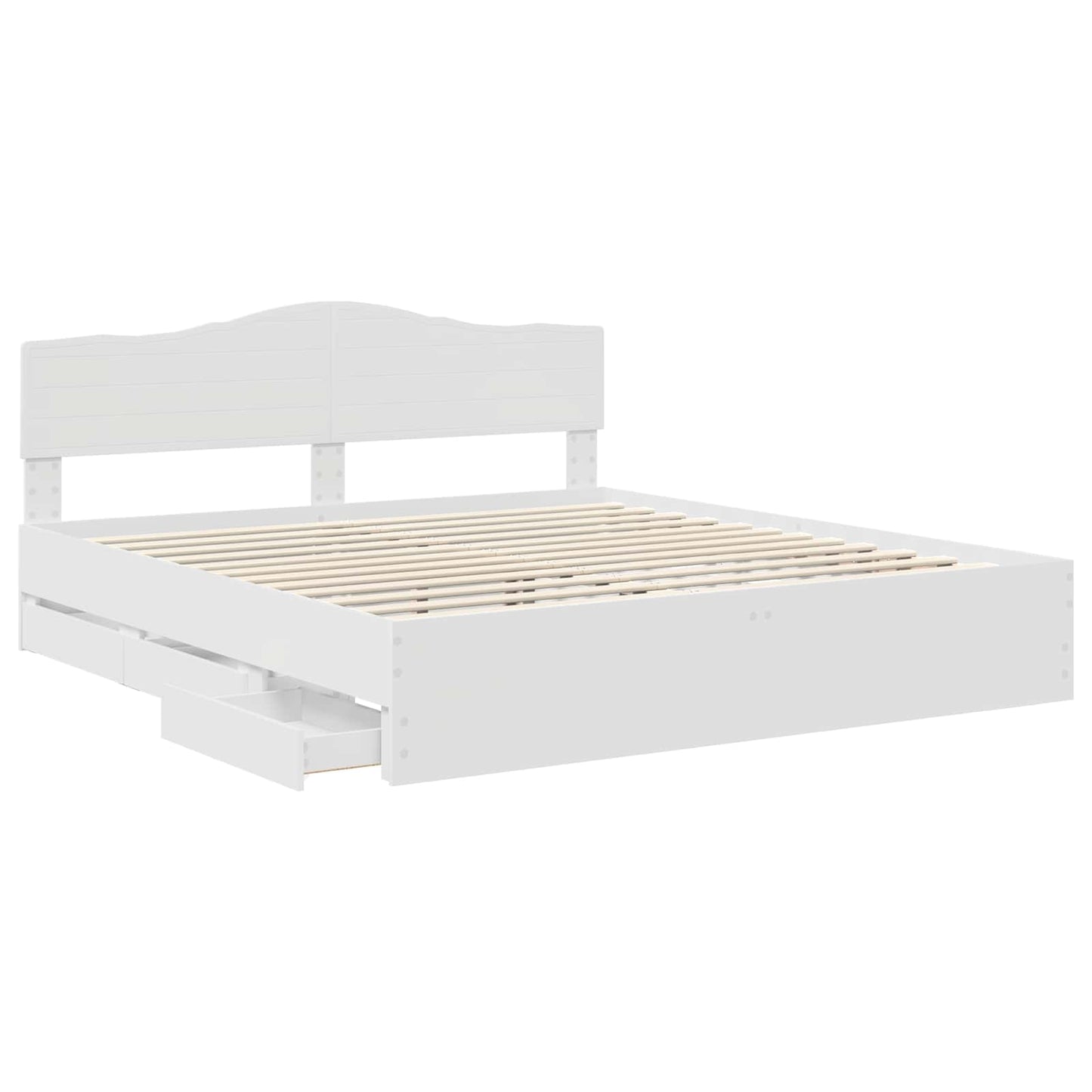 vidaXL Bed Frame with Drawer White 200 x 200 cm Engineer Wood 5