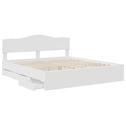 vidaXL Bed Frame with Drawer White 200 x 200 cm Engineer Wood 5