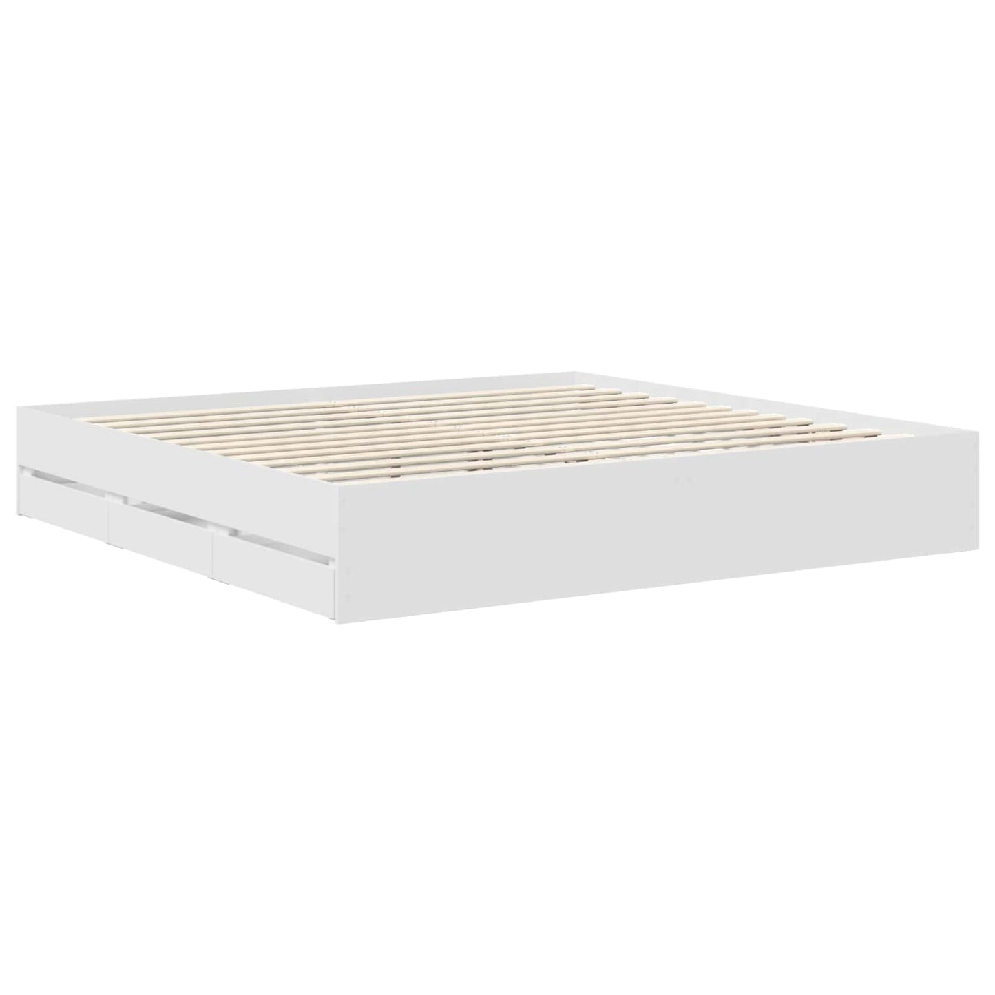vidaXL Bed Frame with Drawer White 200 x 200 cm Engineer Wood 6