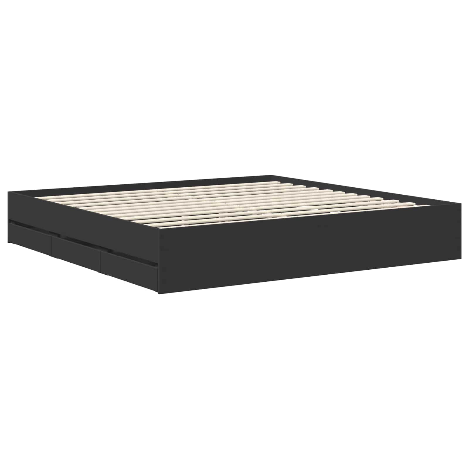 vidaXL Bed Frame with Drawer Black 200 x 200 cm Engineer Wood 6