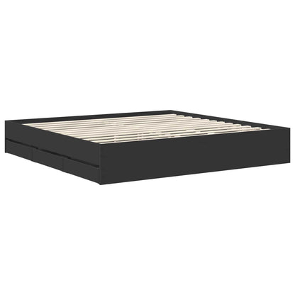 vidaXL Bed Frame with Drawer Black 200 x 200 cm Engineer Wood 6
