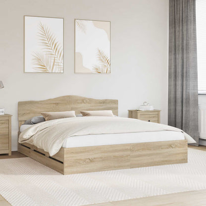vidaXL Bed Frame with Drawer Sonoma Oak 200 x 200 cm Engineer Wood 1