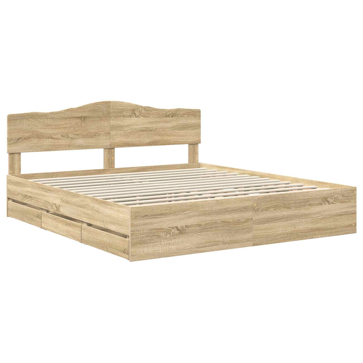 vidaXL Bed Frame with Drawer Sonoma Oak 200 x 200 cm Engineer Wood 4