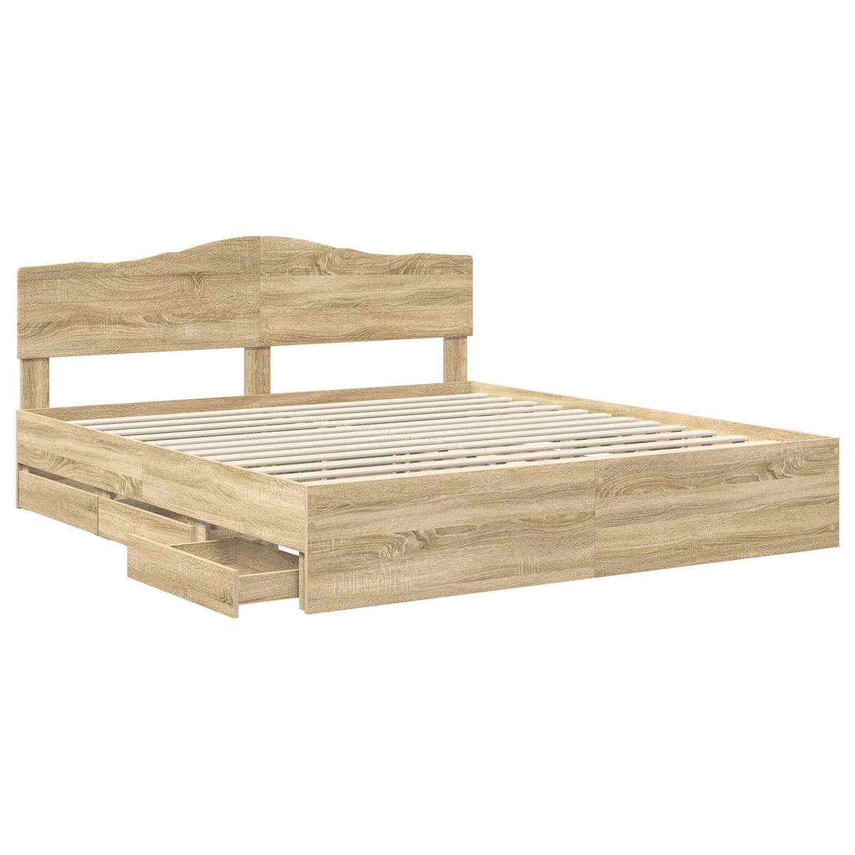 vidaXL Bed Frame with Drawer Sonoma Oak 200 x 200 cm Engineer Wood 5