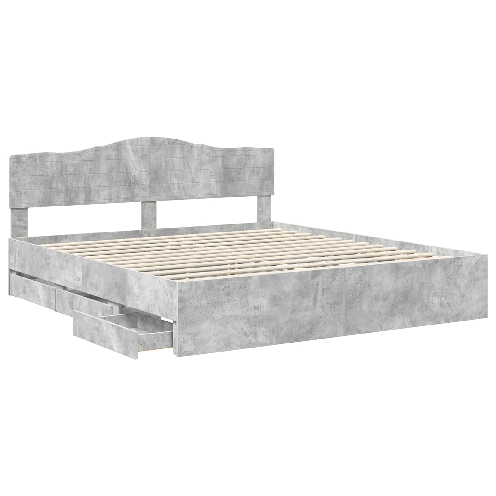 vidaXL Bed Frame with Drawer Concrete Grey 200 x 200 cm Engineer Wood 5