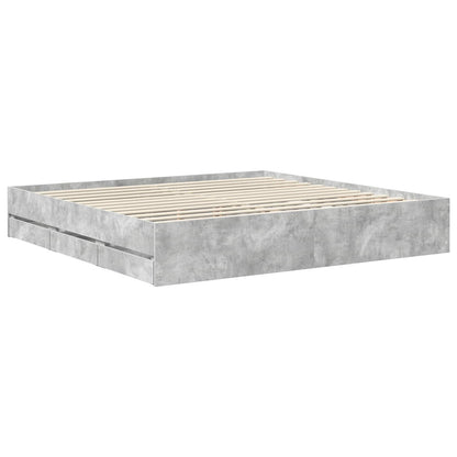 vidaXL Bed Frame with Drawer Concrete Grey 200 x 200 cm Engineer Wood 6