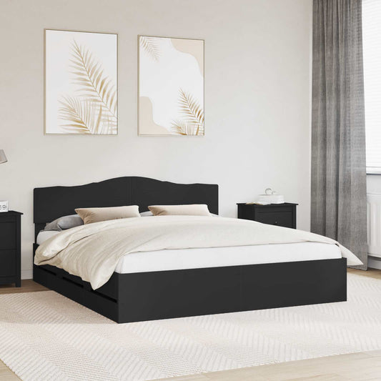 vidaXL Bed Frame with Drawer Black 180 x 200 cm Engineer Wood 1