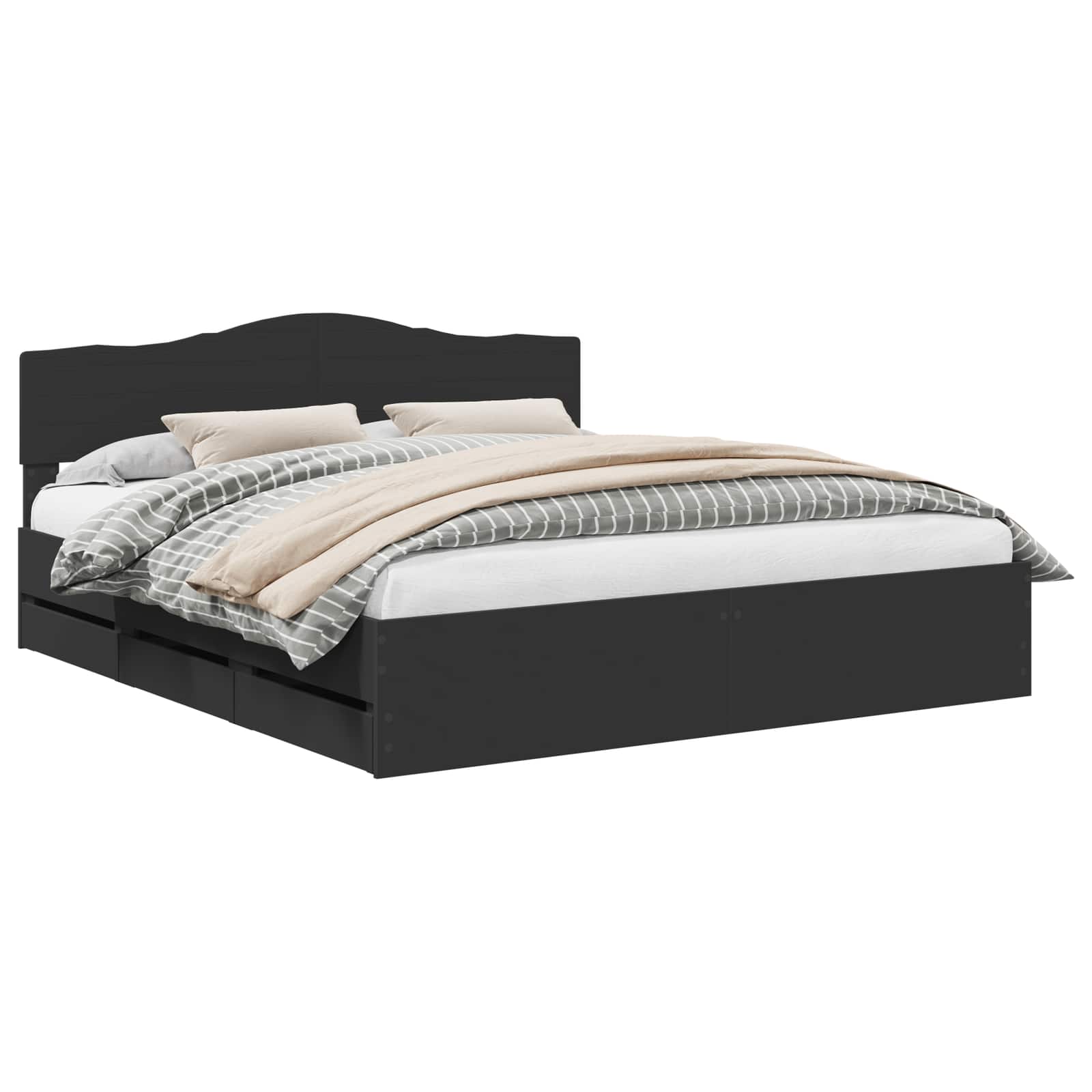 vidaXL Bed Frame with Drawer Black 180 x 200 cm Engineer Wood 2