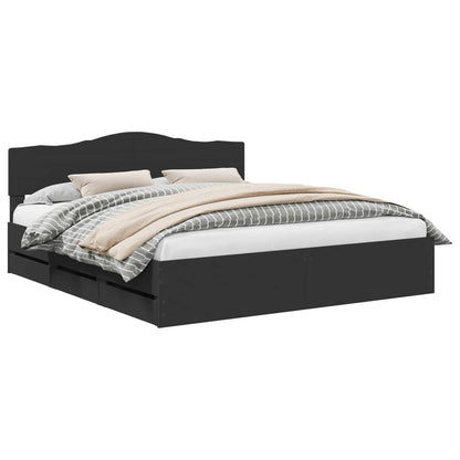 vidaXL Bed Frame with Drawer Black 180 x 200 cm Engineer Wood 2