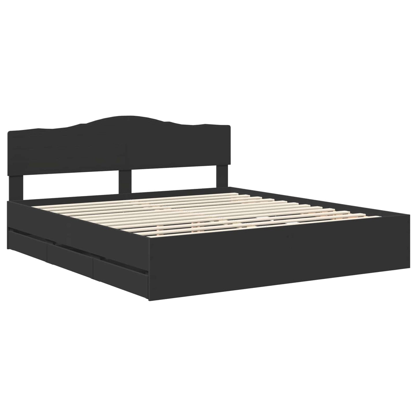vidaXL Bed Frame with Drawer Black 180 x 200 cm Engineer Wood 4