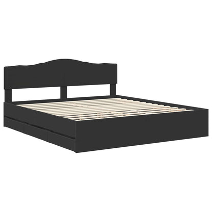vidaXL Bed Frame with Drawer Black 180 x 200 cm Engineer Wood 4