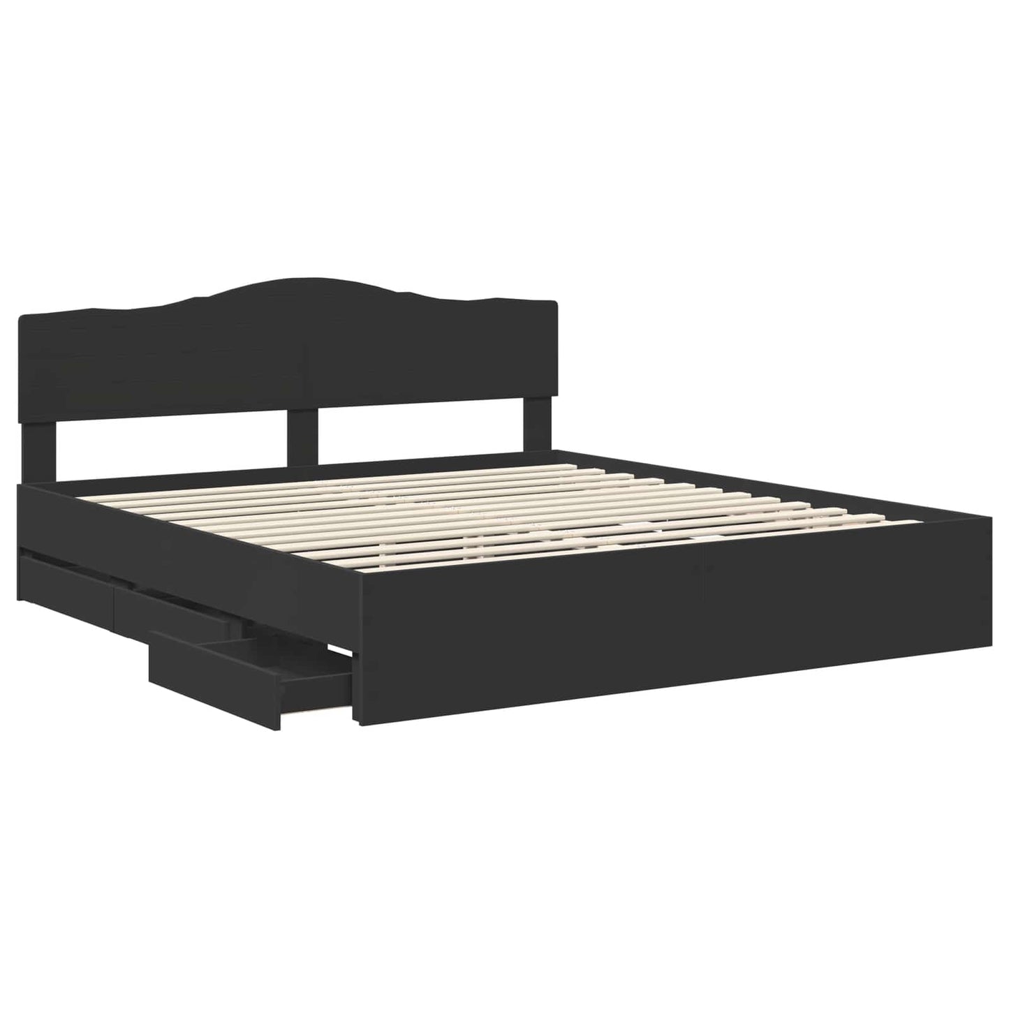 vidaXL Bed Frame with Drawer Black 180 x 200 cm Engineer Wood 5