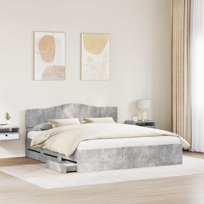 vidaXL Bed Frame with Drawer Concrete Grey 180 x 200 cm Engineer Wood 3