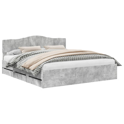 vidaXL Bed Frame with Drawer Concrete Grey 180 x 200 cm Engineer Wood 2