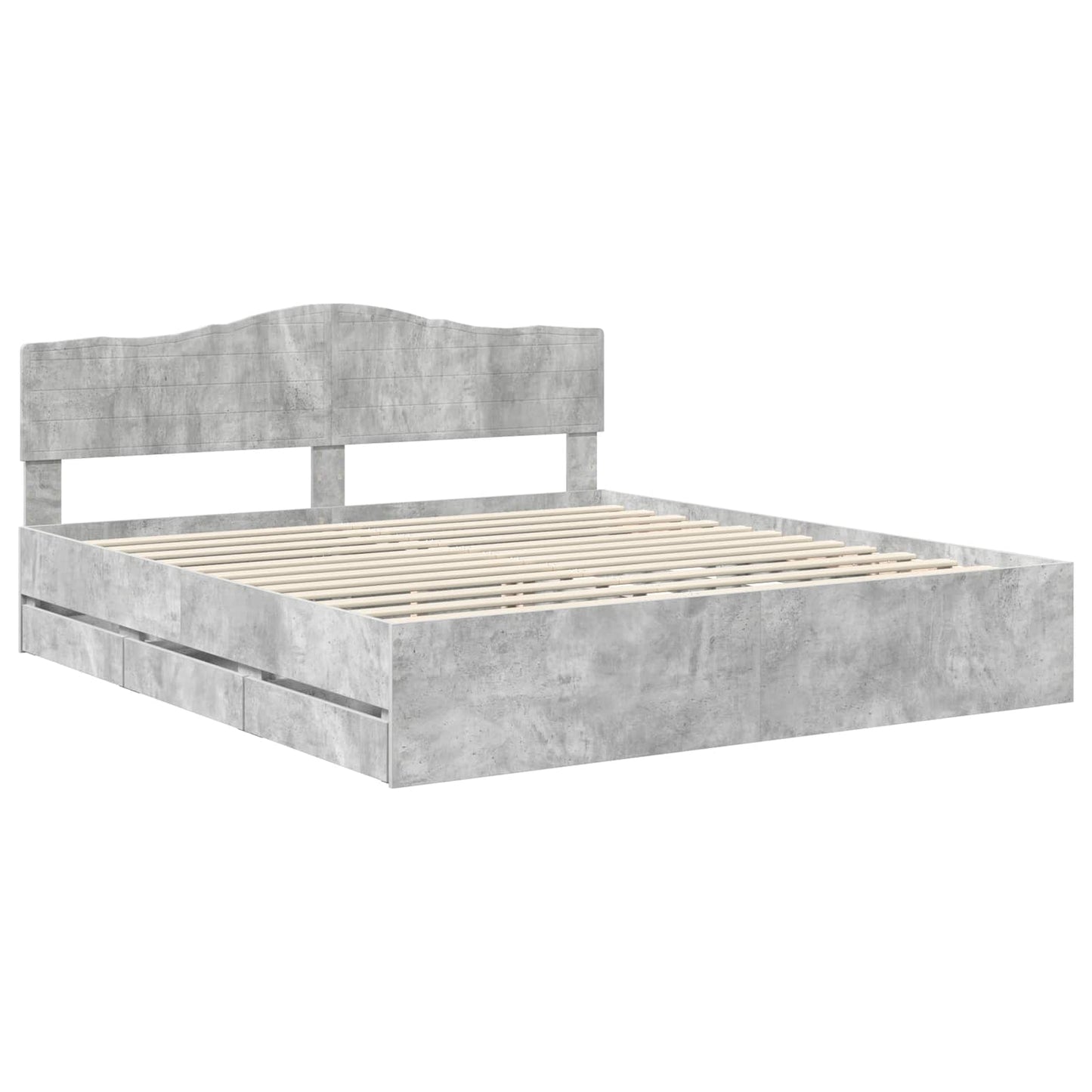 vidaXL Bed Frame with Drawer Concrete Grey 180 x 200 cm Engineer Wood 4