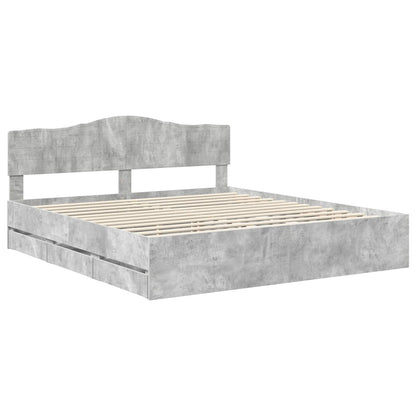 vidaXL Bed Frame with Drawer Concrete Grey 180 x 200 cm Engineer Wood 4