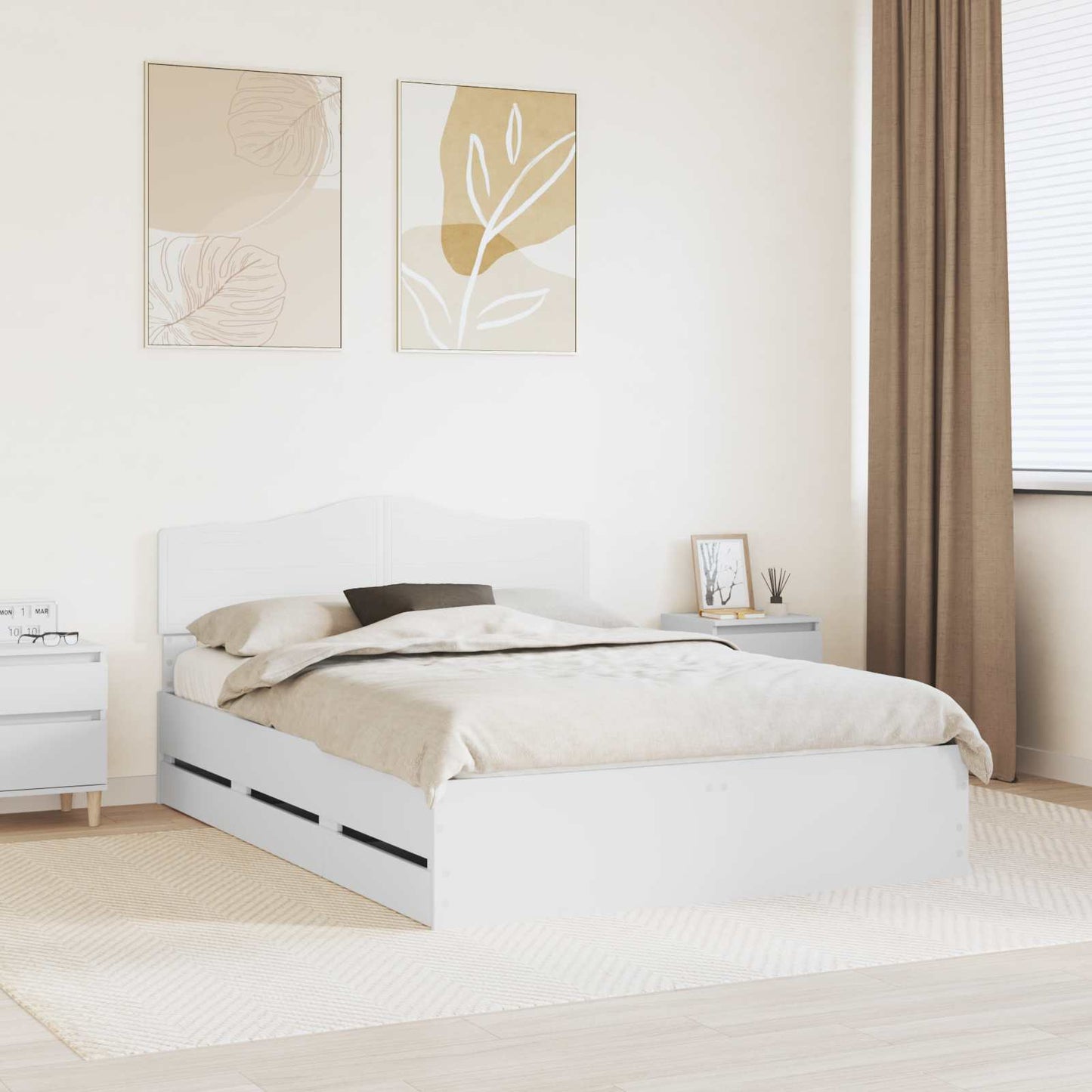 vidaXL Bed Frame with Drawer White 160 x 200 cm Engineer Wood 1