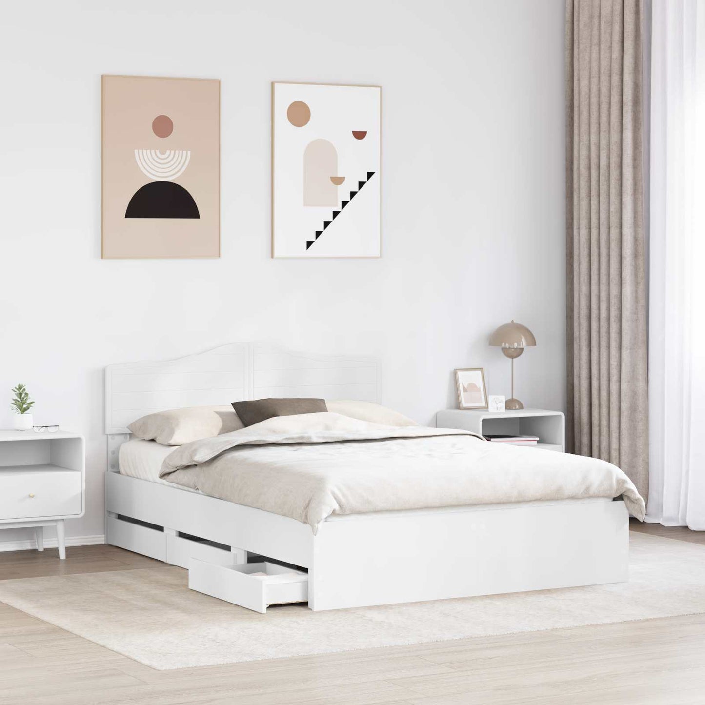 vidaXL Bed Frame with Drawer White 160 x 200 cm Engineer Wood 3