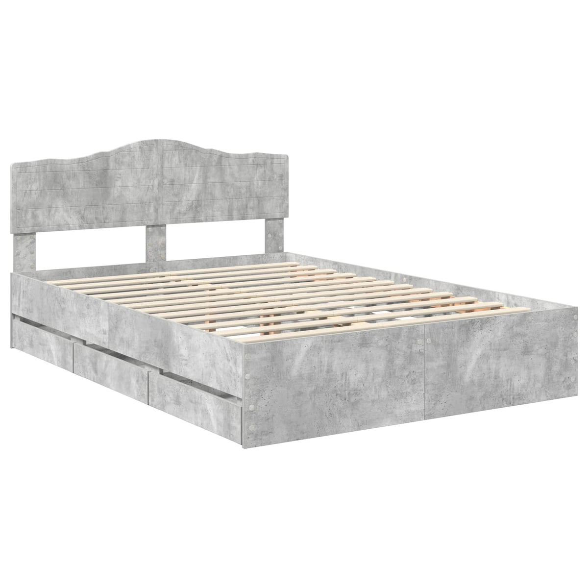 vidaXL Bed Frame with Drawer Concrete Grey 150 x 200 cm Engineer Wood 4