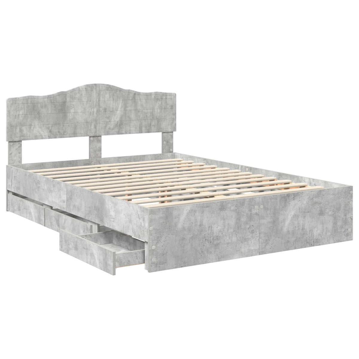 vidaXL Bed Frame with Drawer Concrete Grey 150 x 200 cm Engineer Wood 5