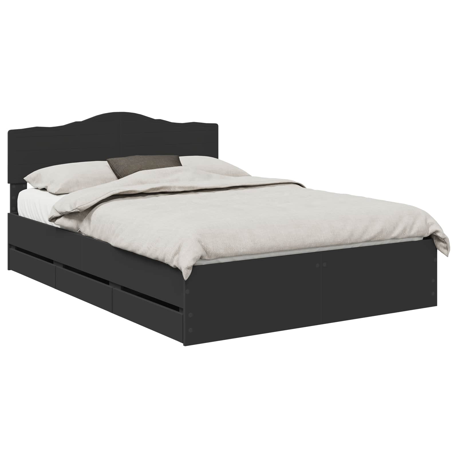 vidaXL Bed Frame with Drawer Black 140 x 200 cm Engineer Wood 2
