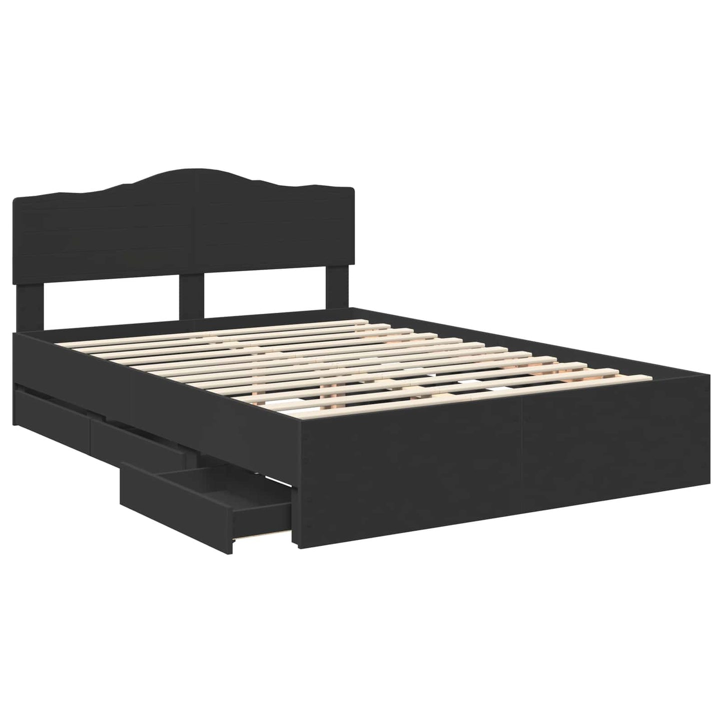 vidaXL Bed Frame with Drawer Black 140 x 200 cm Engineer Wood 5