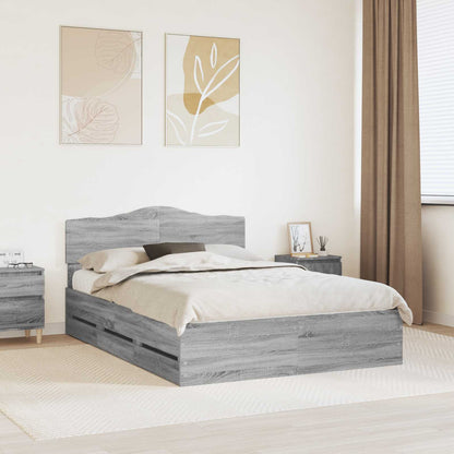 vidaXL Bed Frame with Drawer Grey Sonoma 140 x 200 cm Engineer Wood 1