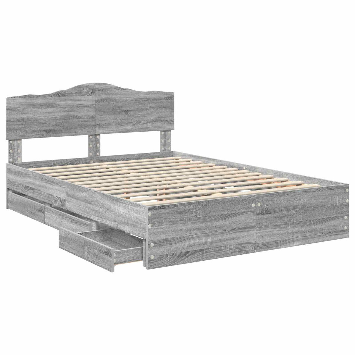 vidaXL Bed Frame with Drawer Grey Sonoma 140 x 200 cm Engineer Wood 5