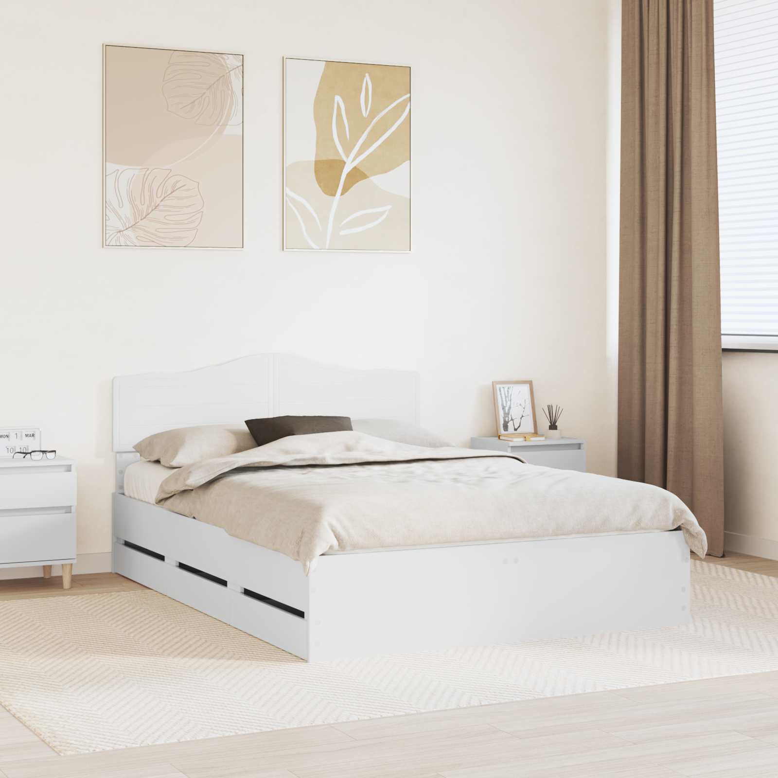 vidaXL Bed Frame with Drawer White 140 x 190 cm Engineer Wood 1
