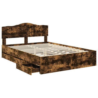 vidaXL Bed Frame with Drawer Smoked Oak 140 x 190 cm Engineer Wood 5