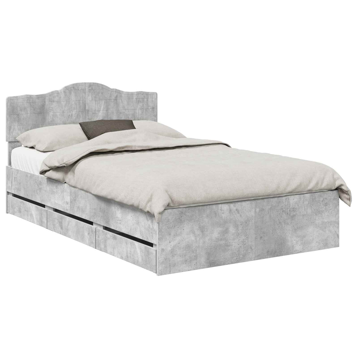 vidaXL Bed Frame with Drawer Concrete Grey 135 x 190 cm Engineer Wood 2