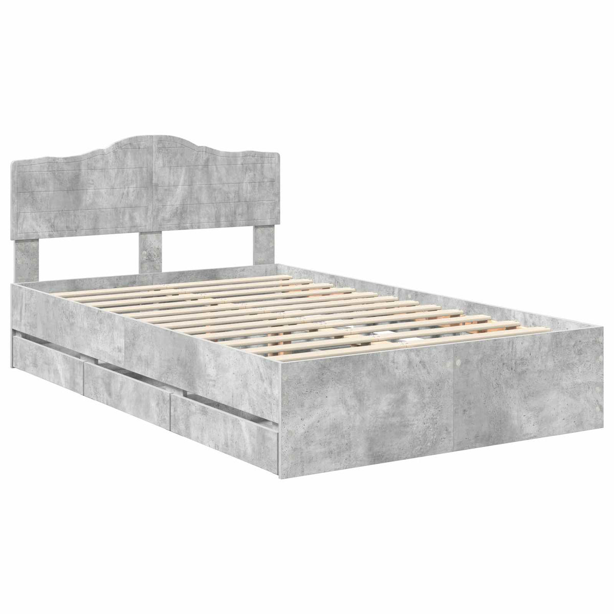 Bed Frame with Drawer 135 x 190 cm Engineer Wood Concrete grey