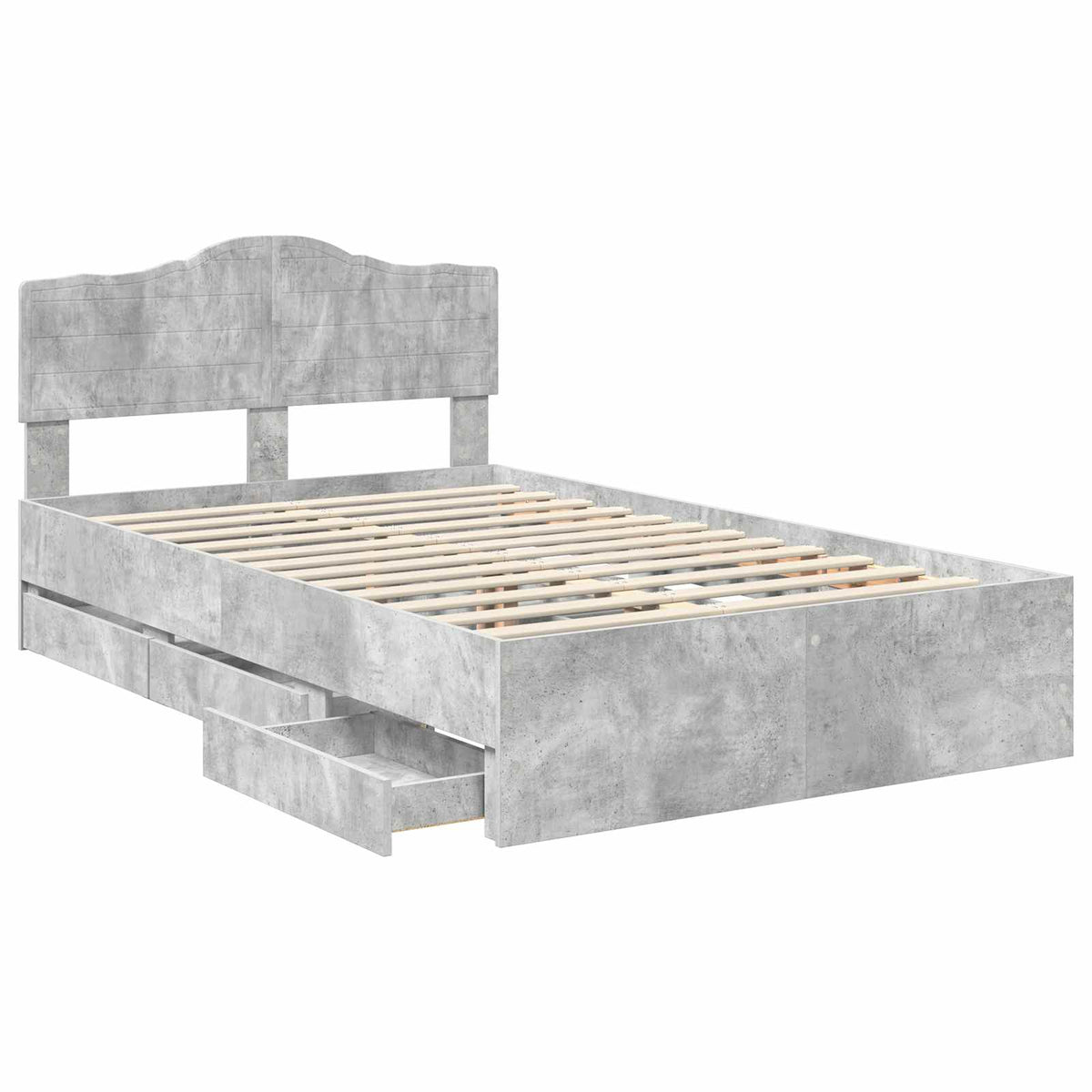 vidaXL Bed Frame with Drawer Concrete Grey 135 x 190 cm Engineer Wood 5