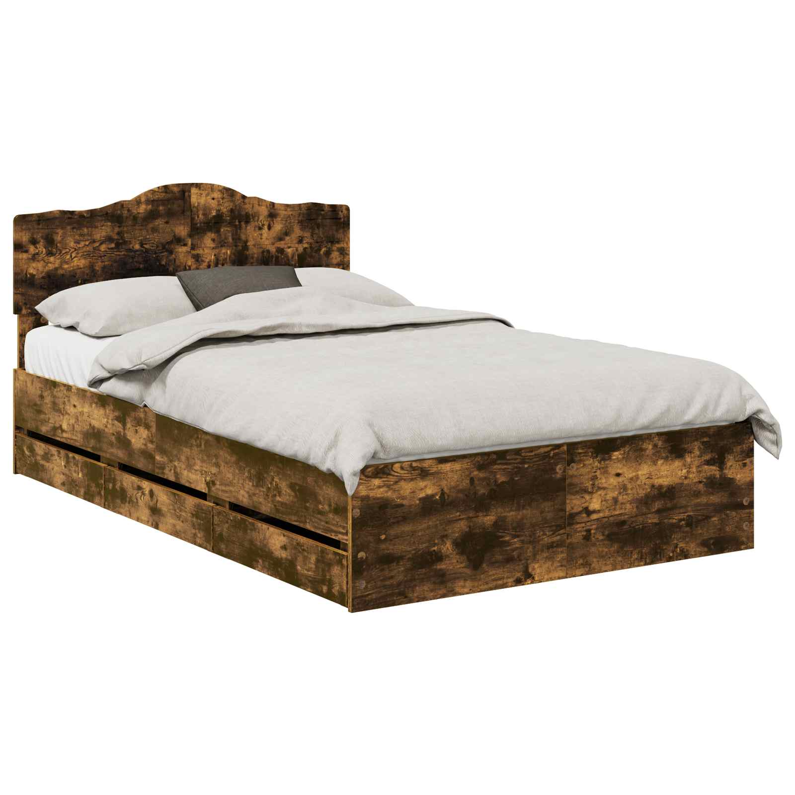 vidaXL Bed Frame with Drawer Smoked Oak 120 x 200 cm Engineer Wood 2