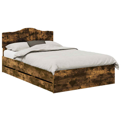 vidaXL Bed Frame with Drawer Smoked Oak 120 x 200 cm Engineer Wood 2
