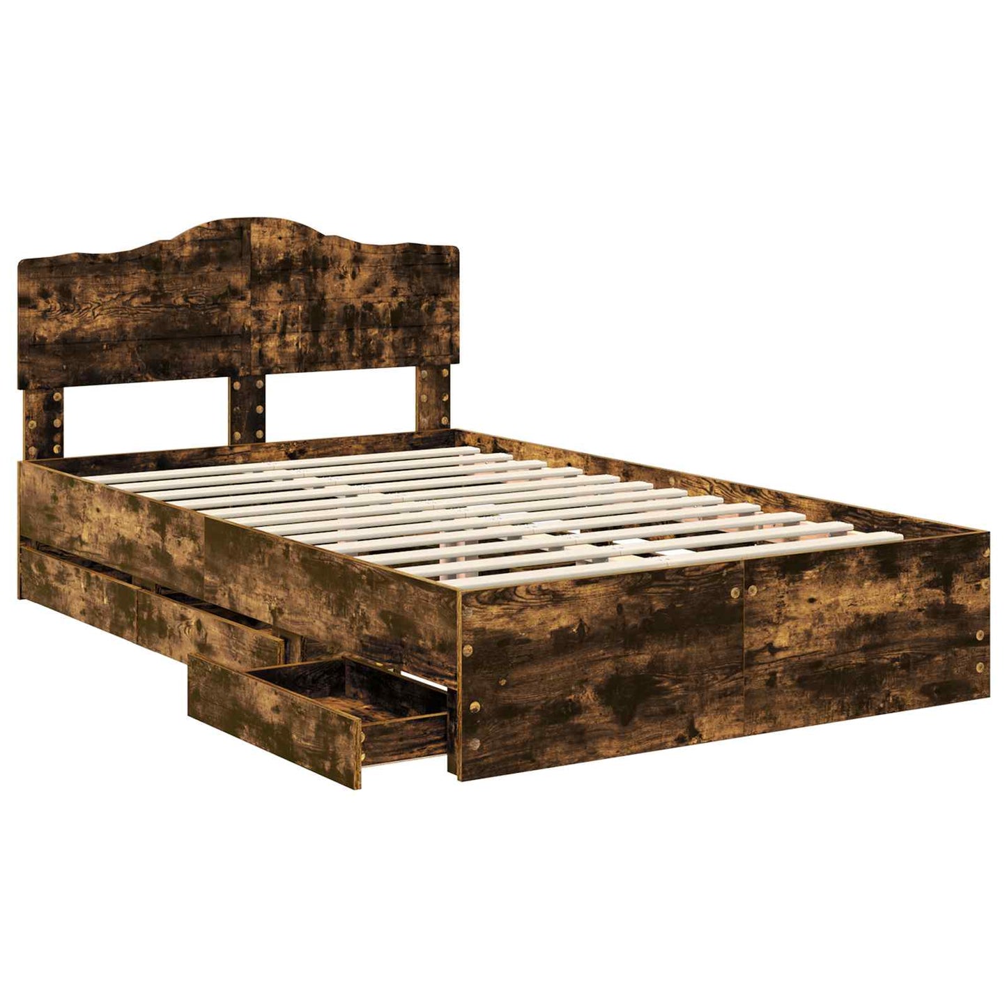 vidaXL Bed Frame with Drawer Smoked Oak 120 x 200 cm Engineer Wood 5