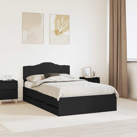 vidaXL Bed Frame with Drawer Black 120 x 190 cm Engineer Wood 1