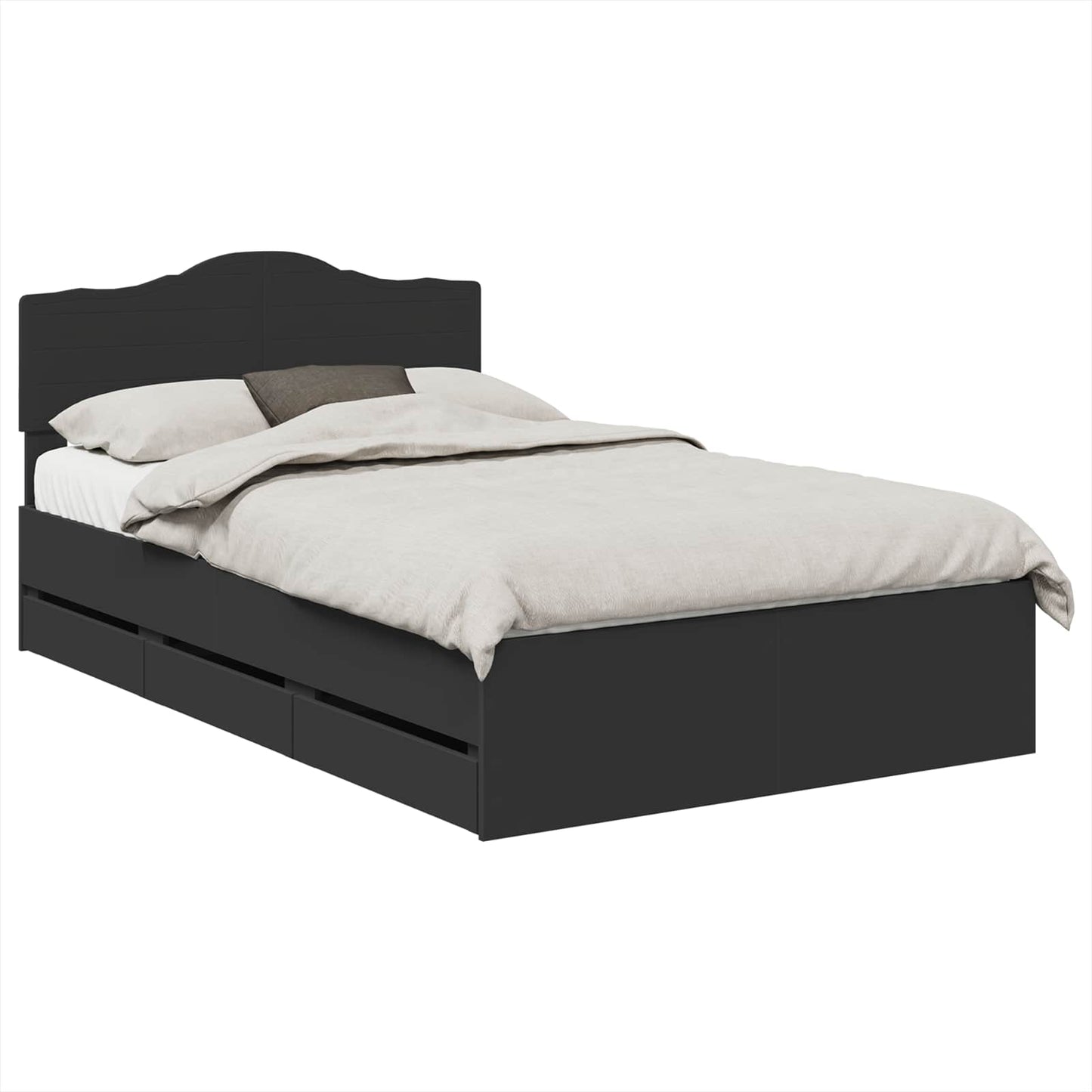 vidaXL Bed Frame with Drawer Black 120 x 190 cm Engineer Wood 2