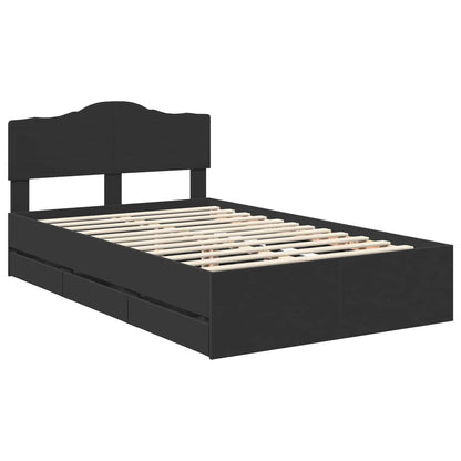 vidaXL Bed Frame with Drawer Black 120 x 190 cm Engineer Wood 4