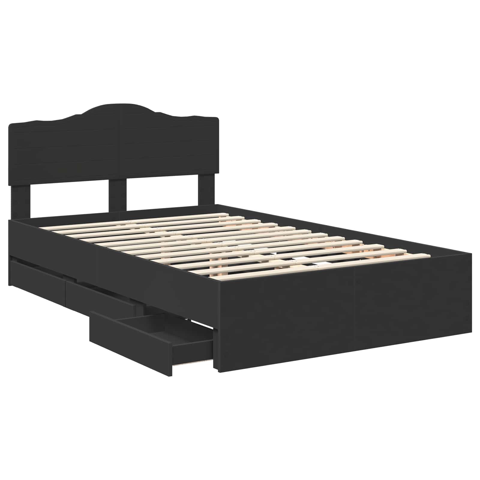 vidaXL Bed Frame with Drawer Black 120 x 190 cm Engineer Wood 5