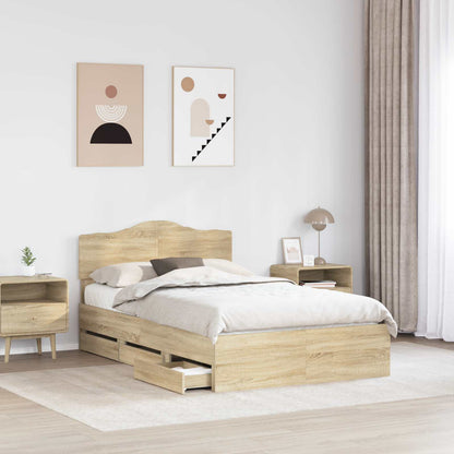 vidaXL Bed Frame with Drawer Sonoma Oak 120 x 190 cm Engineer Wood 3